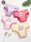 4pcs Girls' Cotton Briefs - Cute Bear Print, Cartoon Design, Medium Stretch, Regular Fit Underwear for Youngsters US6113F